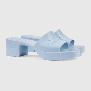 GUCCI Baby Light Blue Jelly Rubber Slide Heel Sandals Sz. 8